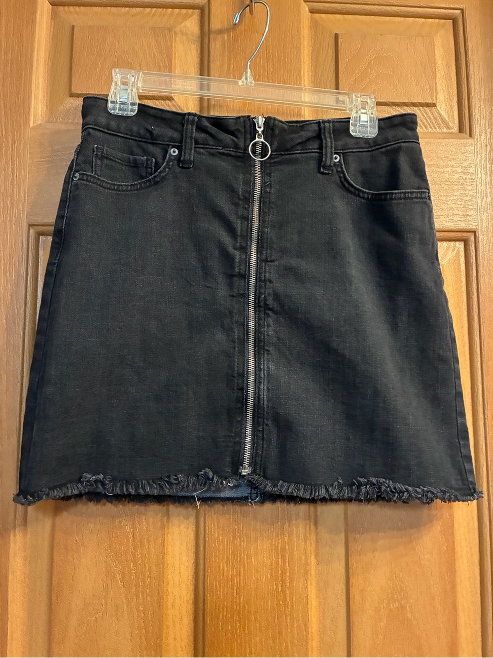Arizona Jean Company Black Denim Mini Skirt with Ring-Zip